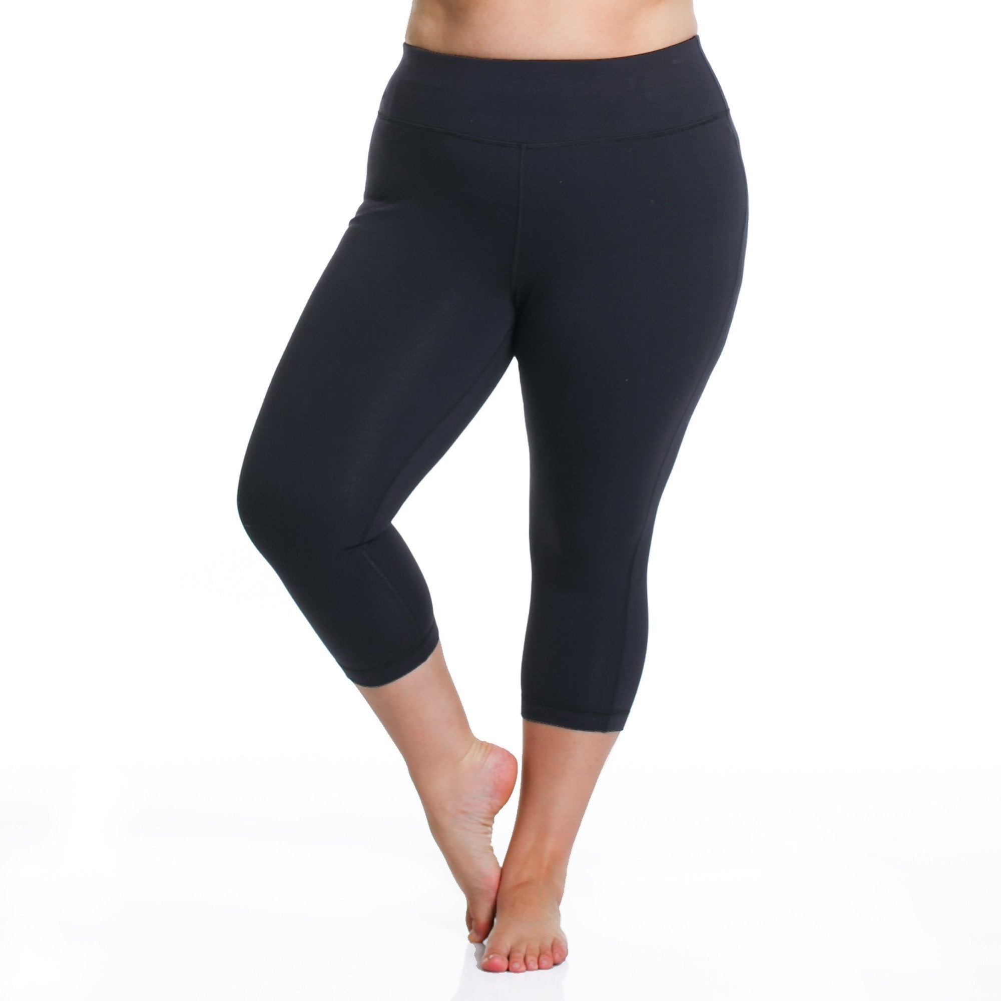 Curve Basix Capri - Rainbeau Curves, 14/16 / Black, activewear, athleisure, fitness, workout, gym, performance, womens, ladies, plus size, curvy, full figured, spandex, cotton, polyester - 1