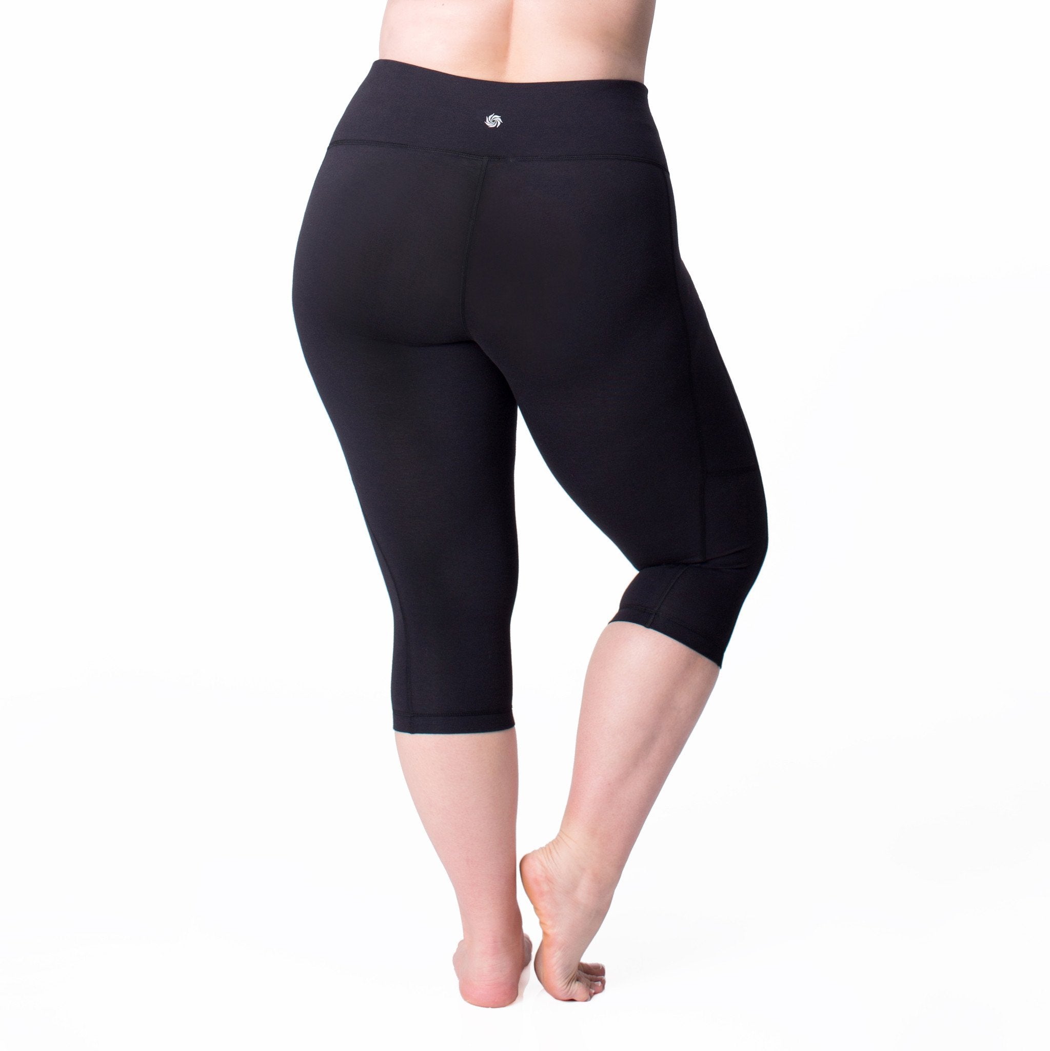 Curve Basix Compression Capri - Rainbeau Curves, 14/16 / Black, activewear, athleisure, fitness, workout, gym, performance, womens, ladies, plus size, curvy, full figured, spandex, cotton, polyester - 3