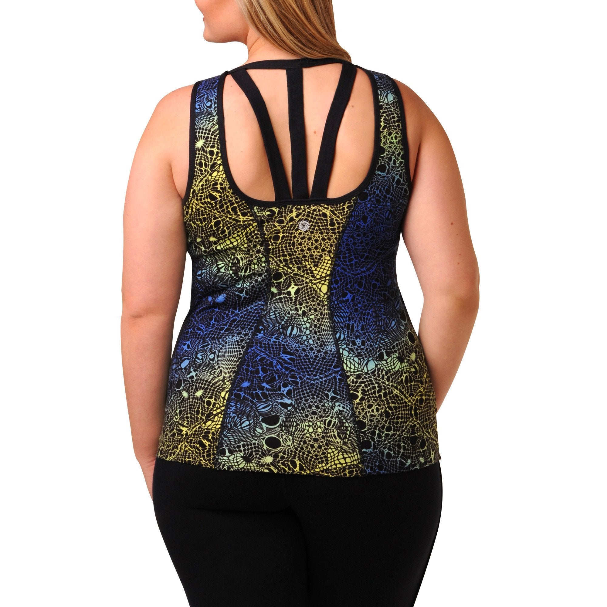 Jocelyn Print Tank w/ Bra - Rainbeau Curves, , activewear, athleisure, fitness, workout, gym, performance, womens, ladies, plus size, curvy, full figured, spandex, cotton, polyester - 1